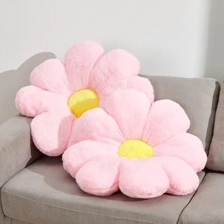 Image of AVS Sunflower Shaped Cute Decorative Throw Pillows Floor Cushion for Girls Bedroom Sofa Chair Aesthetic Decoration (35CM, Pink /Yellow)