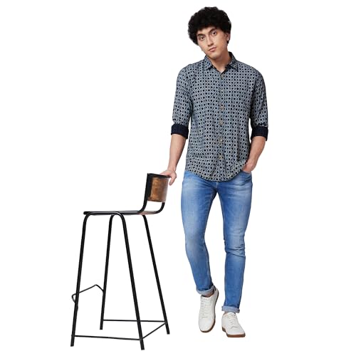 Image of Spykar Men's Regular Fit N /A Full Sleeve Printed Casual Shirts