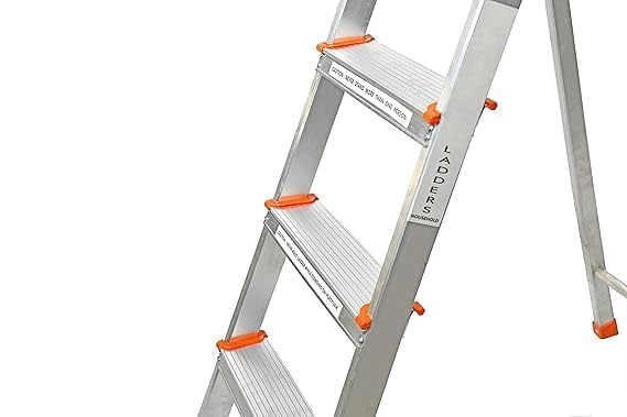 Image of Norman Jr,Designed in Denmark, LDOA : 5-Step Foldable Aluminium Ladder Laser Cut with Super Advance Sure-Hinge Technology 7 Years Warranty- Tint Orange