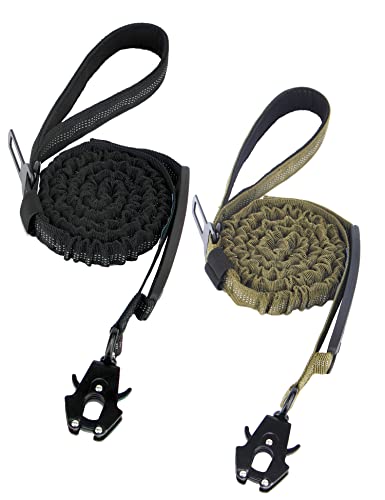 NOOKNAK Tactical Dog Leash, 6FT Heavy Duty Reflective Bungee Dog Leash with Quick Release/Locking Frog Clip, 4 in 1 Shock Absorbing Training Leashes for Medium Large Dogs (Black+Green)