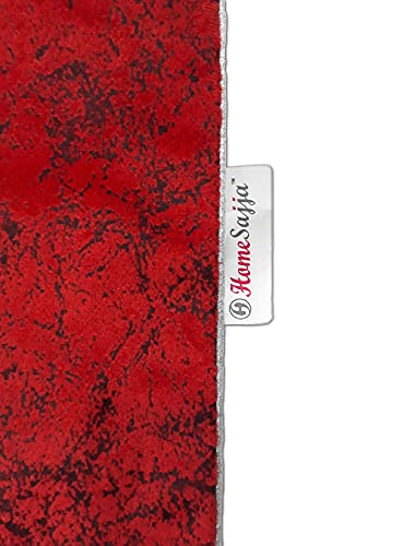 Image of Home Sajja Premium Velvet 1 Diwan Sheet, 2 Bloster with Dori, 5 Cushions Cover, Size- 60 x 90, Colour-Red & White