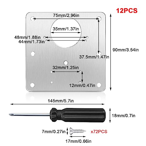 AFAIK Scharnier Reparaturset Schrank Scharnier Reparaturplatte 12PCS für Schränke,Rostfreier Stahl Scharnier Reparaturset Geeignet für Schrank, Möbel, Schublade, Fenster Mit Schraubendreher