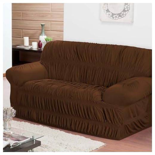 Capa de Sofá Kit 2 Peças 2 e 3 Lugares com 21 Elásticos Fixação Segura em Tecido Malha Gel Cores Vivas (Tabaco)