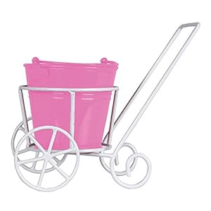 TrustBasket Trolly with Bucket Planter for Small Indoor Plants - Light Pink