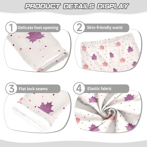 Simple Purple Leaves Cartoon Pattern Girls Leggings Soft Comfortable Athletic Leggings Dancing Pants for 4-10 Years3