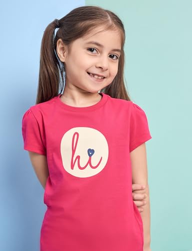 Image of Amazon Brand - Symbol Girls 100% Cotton Graphic Printed Half Sleeves T-Shirt | Age 2-14 Years (Combo Pack of 3 and 5)