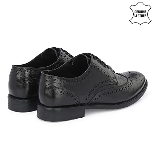 Image of Auserio Men's Brogue Full Grain Leather Lace Up Formal Shoes | Anti Skid Sole & Waxed Laces | Antimicrobial Memory Foam Padded Insole with Detailed Stich| Shoes for Office & Parties (115.116.117)