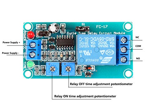 image for NOYITO Cycle Time Delay Switch Relay Module Delay Circuit Module 1-200