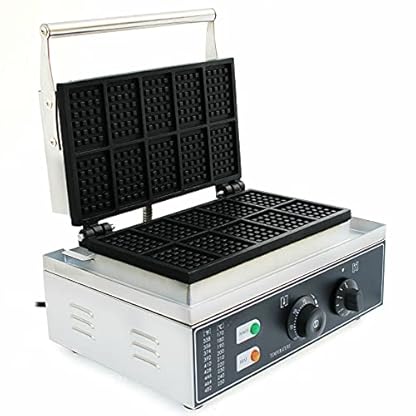 Waffelmaschine, Waffeleisen Belgisch Kommerzielles Antihaft Edelstah 10tlg 8 * 5.5cm Timer 50~300℃ für Bäckereien Restaurants Kioske Kantine