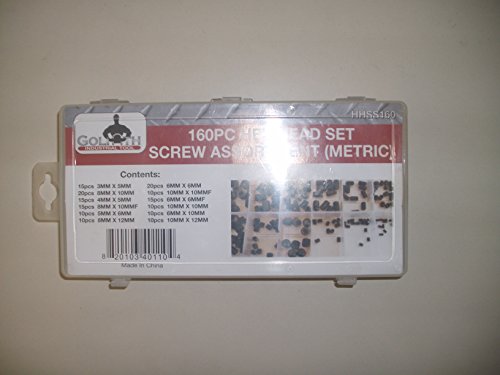 160pc Goliath Industrial Allen Head Hex Set Screw Assortment Metric HHSS160
