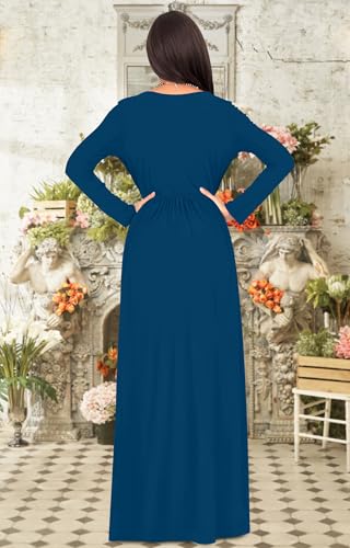 Image of KOH KOH Womens Long Sleeve Empire Cocktail Elegant Evening Versatile Maxi Dress