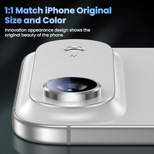 Image of Uyiton Compatible with iPhone Air Camera Lens Protector - [Not Easy to Break][Strong Adsorption][Case-Friendly] Metal Tempered Glass Rear Camera Screen Cover - Cloud White
