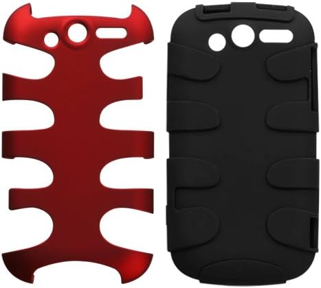 MyBat HTCMYTH4GHPCSK002NP Titanium Fishbone Protective Case for HTC My Touch 4G - 1 Pack - Retail Packaging - Red/Black