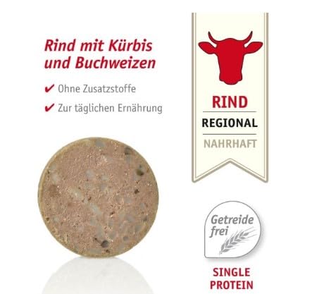 Anibio 8 x Tolle Rolle Rind 400g | Single Protein | hochwertiges Nassfutter für Hunde | mit Kürbis und Buchweizen | Getreidefrei | ohne künstliche Zusätze | Glutenfrei | Made in Germany