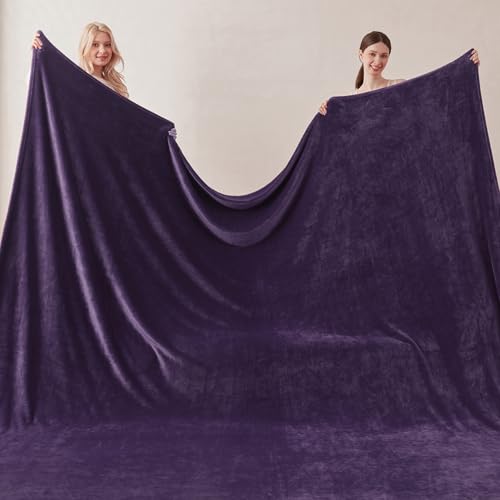 COOVA Oversized King Fleece Blanket 120x138 inches, Soft Cozy Warm Giant Extra Large 10'x11.5' Blanket for Bed, Sofa, Couch,Travel, Camping, California Huge Flannel Big Throw Blanket, Pueple