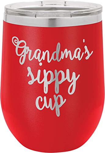Grandmas Sippy Cup - 12oz wine tumbler with lid - 100% Stainless Steel
