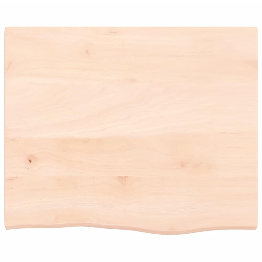 Piano per Tavolo in Rovere Massello Non Trattato 60x50x2 cm con Bordo Vivo - Superficie Naturale per Rinnovo Fai da Te - Legno Solido per Arredamento Casa e Commerciale