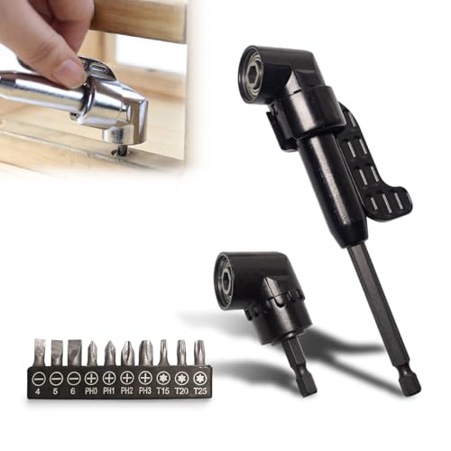 2PCS 105 Degree Right Angle Drill Adapter, Angle Screwdriver Adapter, Drill Bit Adapter for Tight Spaces, Corner Tool Screw Hub 
