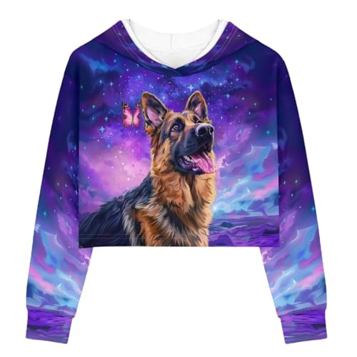 DISNIMO Girls Crop Top Hoodies Size 5-14 Kids Youth Long Sleeve Hoodie Hooded Sweatshirt Pullover