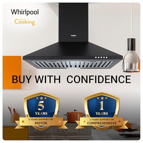 Image of Whirlpool 60cm 900 m3 /hr Baffle Filter Kitchen Chimney with 5 Years WARR on Motor | CLASSIC PLUS BF 60 BK HOOD | Black | 3 Speed Push Button Control