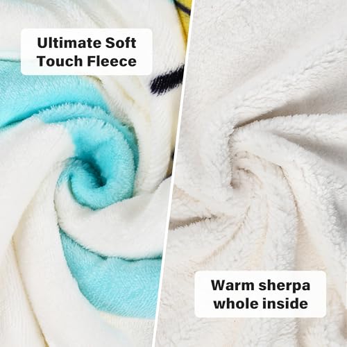 Image of Catalonia Sherpa Wearable Blanket with Sleeves Arms, Comfy Sleeved TV Wrap Blanket, Large Snuggly Throw for Women and Men, Gift for Her, Banana Dog