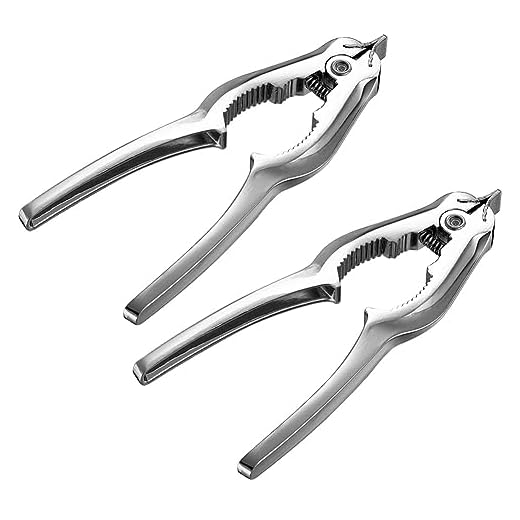 2 Pieces Shell Opener Clam Opener Clam Opener Clam Plier Nut Cracker Tool Crab Cracker Lobster Cracker Nutcracker Walnut Opener Nut Opener Walnut Plier Walnut Cracker, Silver