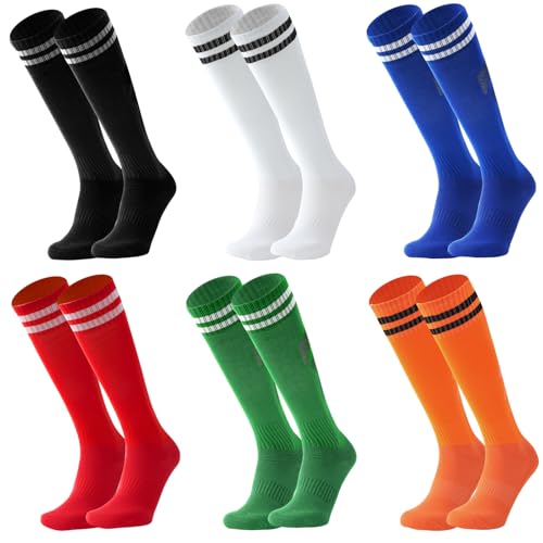 Pairs Kids Soccer Socks Striped Knee High Tube Socks Football