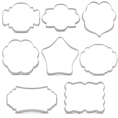 LILIAO Fancy Plaque Cookie Cutter Set Frame Sandwich Fondant Biscuit Cutters - 8 Piece - Stainless Steel - by Janka
