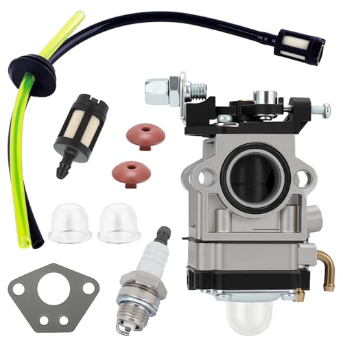 E-RFSEY Carburateur pour Moteur de Débroussailleuse 52cc 49cc 43cc, Kit Carbu avec Joint, Tuyau, Bougie d'Allumage et Filtre à Essence
