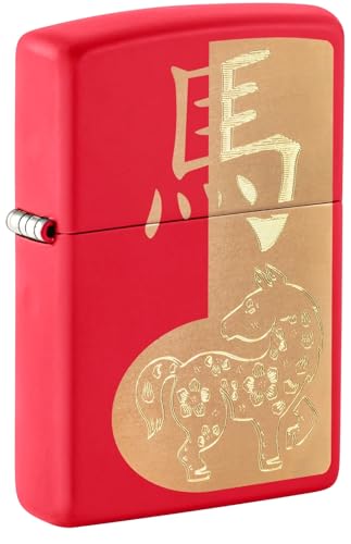 Encendedor Zippo rojo mate horóscopo chino caballo miniatura 2
