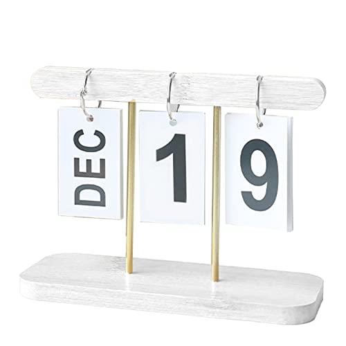 Calendario perpetuo blanco de madera 20x14cm para escritorio