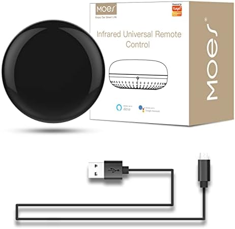 MOES WiFi Smart IR Remote Control Hub with USB Cable, Smart Home Automation Infrared Universal Remote Gateway, One for All Control AC DVD TV CD AUD SAT etc, Compatible with Alexa Echo/Google Home