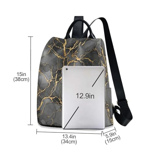 Mochila antirrobo mujer bolso mochila negro gris estampado mármol moda 3