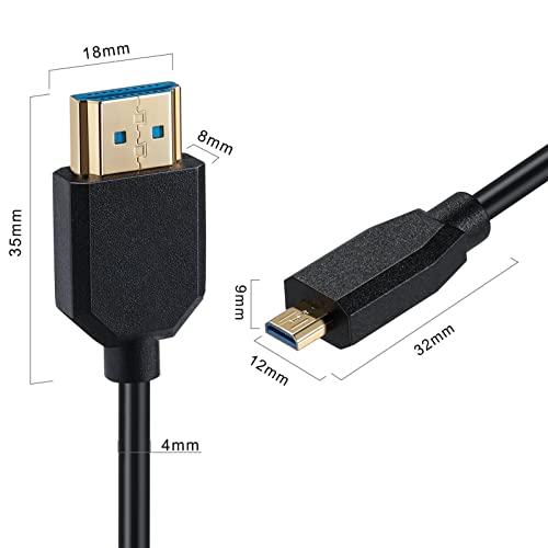 Motong Thin 8K Hdmi To Micro Hdmi Cable 2.1 Version, Coiled Gold-Plated Micro Hdmi D To Hdmi Male To Male Cable Cord, 8K@60Hz 4K@120Hz 48Gbps, Support Dynamic Hdr For Digital Cameras(M To M, 1.2M) #TOP4