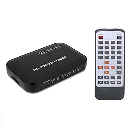 1080P HD Media Video Player Center - VGA HD USB AV MMC/SD Port with Remote Control - Election Play and Automatic Memory