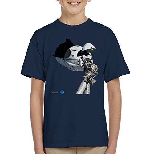 NASA SpaceX Dragon Capsule at The ISS Kid's T-Shirt Navy Blue