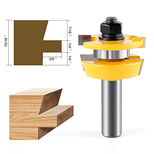Image of Shaker Rail and Stile Router Bits, Newdeli 1 /2 Inch Shank Tongue and Groove Router Bit, Professional Carbide Milling Cutters for Woodworking for Cabinet Door