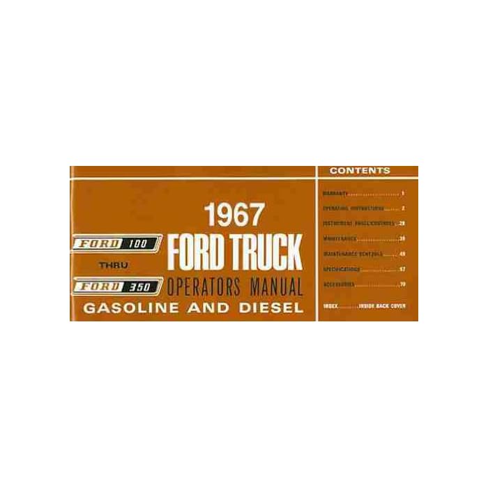 Buy 1967 FORD PICKUP & TRUCK OWNERS INSTRUCTION & OPERATING