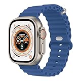 Ctswx Ocean Band Compatible with Apple Watch Ultra 3 Band 49mm 45mm 44mm 42mm 46mm Women Men, Silicone Sport Bands Adjustable Strap With Buckle for Apple Watch Ultra 2/1 iWatch Series 11 10 9 8 7 6 5 4 3 2 1 SE Sea Blue