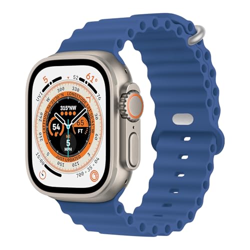 Ctswx Ocean Band Compatible with Apple Watch Ultra 3 Band 49mm 45mm 44mm 42mm 46mm Women Men Silicone Sport Bands Adjustable Strap With Buckle for Apple Watch Ultra 2/1 iWatch Series 11 10 9 8 7 6 5 4 3 2 1 SE Sea Blue
