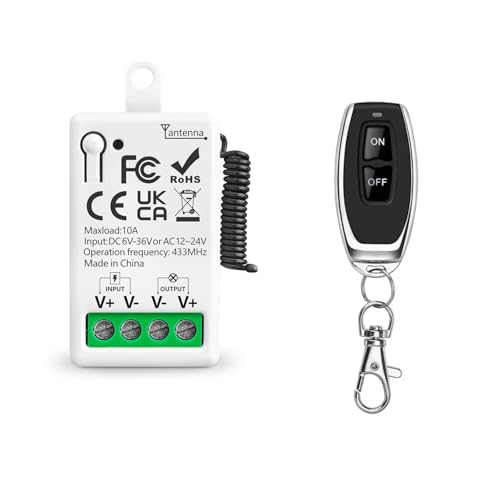 Tedeligo 433Mhz Interruttore Di Telecomando Senza Fili Radiocomando DC 6V 12V 24V AC 12V 24V 10A Relè Ricevitore E 1 Telecomando Trasmettitore Per Mini Motore DC Per Ventilatore Di Illuminazione