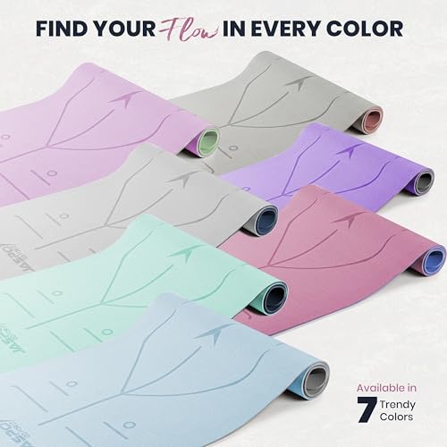 Image of JASPO Ease Yoga Mat 6mm Extra Wide with Carry Strap & Bag, Non-Slip Anti-Skid Exercise Mat, Non-Toxic Latex-Free, Lightweight & Tear-Resistant Workout Mat for Yoga, Pilates, Meditation & Home Gym (6ft X 2.62ft) (Purple)