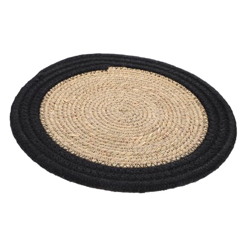Cabilock Mantel Redondo de Esparto Negro Protector Multifuncional para Mesa Resistente Altas Temperaturas y Arañazos Antideslizante para Cocina y Comedor