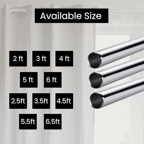 Image of Stainless Steel Curtain Rod | Silver & Chrome Finish | Anti-Rust | Sturdy & Durable | Multipurpose | SS Pipes for Door, Window, Shower, Home and Office (5 pipe, 4.5ft)