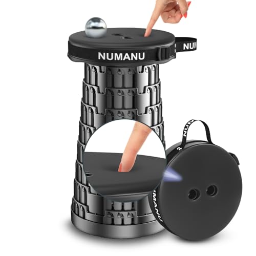 NUMANU 2026 Upgraded Padded Collapsible Stool, Max 620lbs 2.5'-18' H Adjustable Portable Folding...