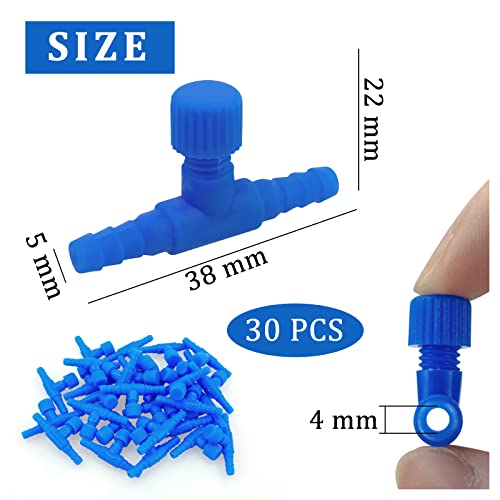 Image of WishLotus 30 Pack Fish Tank Air Valve, Plastic T Type 2 Way Oxygen Hose Connector Aquarium Air Pump Control Valve for Aquarium Air Pump Hose Connector Head Aquarium Accessories Products (Blue)