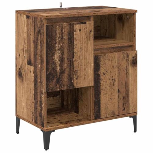 Favemtsl Buffet en bois recyclé 60 x 35 x 70 cm avec 2 portes - Design moderne - Armoire de rangement robuste pour salon, couloir, cuisine et chambre à...