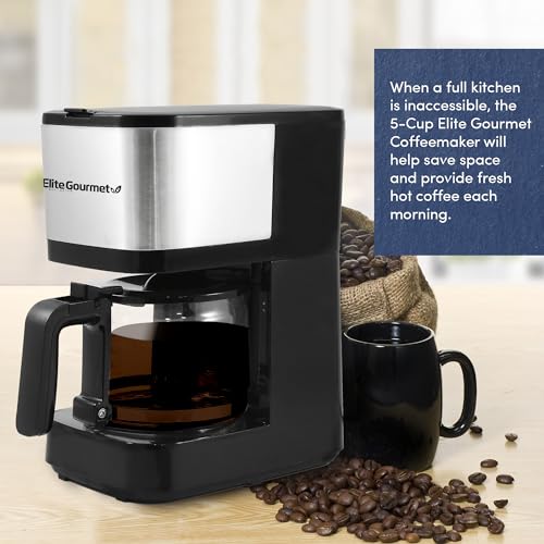 Elite Gourmet EHC9420 Automatic 5-Cup Brew & Drip Coffee Maker With Pause N Serve Reusable Filter, On/Off Switch, Water Level Indicator thumb #6