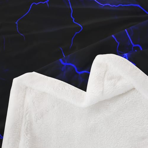 Couverture lit imprimé éclair fluo et lignes bleues pour adolescents - 5