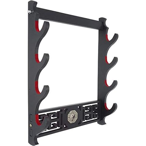 Z-fiber Sword Wall Mount Sword Holder Display Stand Padded Katana Wakizashi Genji and Samurai Swords Gossip Pattern,4 Tier Cover